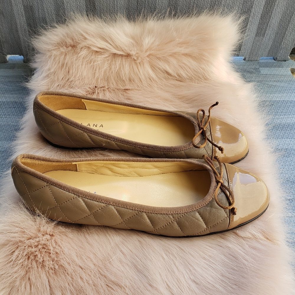 Milana quilted Brown leather flat ballet shoes